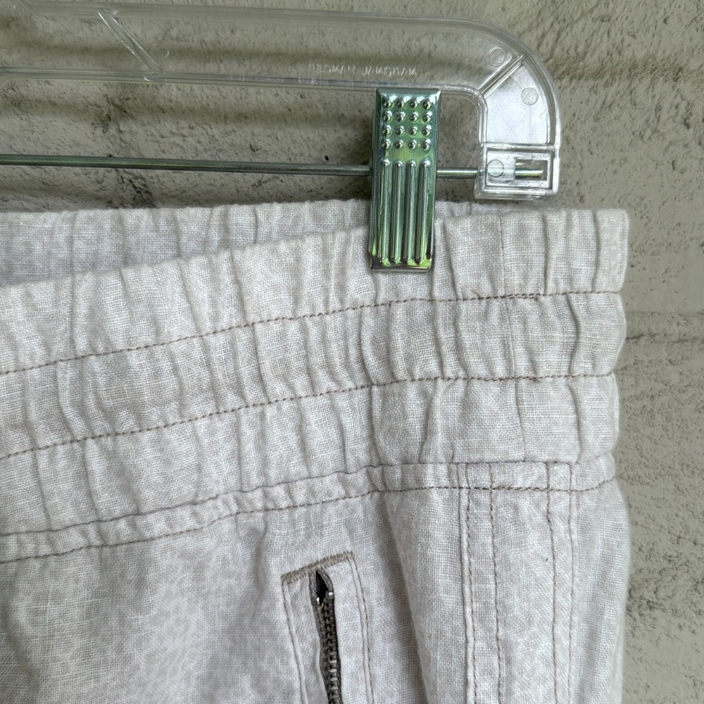 Athleta Leopard Print Cabo Linen Jogger Pants Cream/Tan Size 6 - Picture 8 of 15